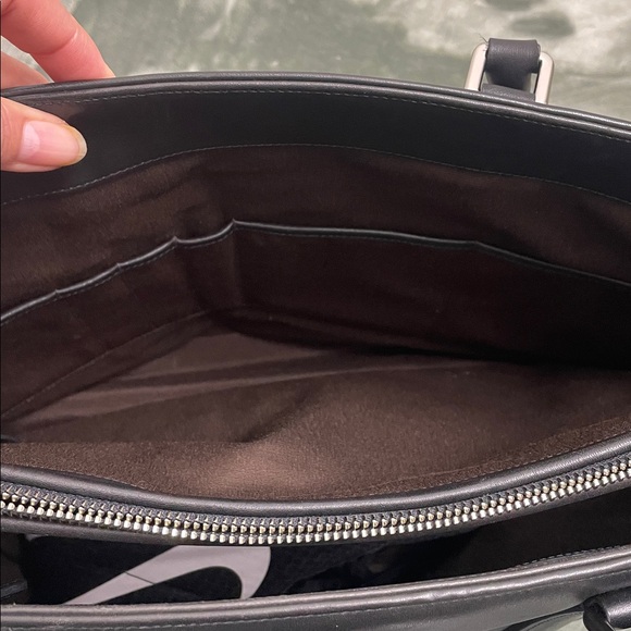 Coach Black Leather Handbag with Silver Accents